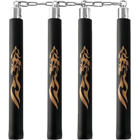TOPOINT Nunchuck,Safe Foam Rubber Training Nunchucks/Nunchakus with Steel Chain for Kids & Beginners Practice and Training (Black)