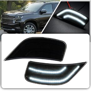 Full Amber LED Side Marker Lights for Chevy Suburban Tahoe for GMC Yukon&Yukon XL for Cadillac Escalade&Escalade ESV Front Bumper Side Indicator Turn Signal Lamp Clear Lens OEM Replacement 84776452