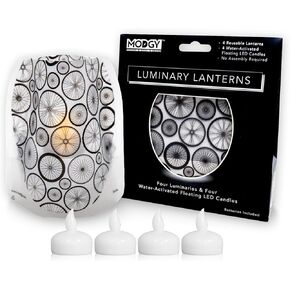 MODGY Luminary Lanterns 4-Pack - Floating LED Candles with Batteries Included - Luminaries are Great for Weddings, Parties, Patios & Celebrations of All Kinds (Spoke)