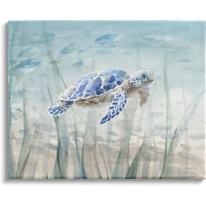 Stupell Industries Baby Sea Turtle Blue Speckled Aquatic Animal Ocean, Design by Danhui NAI Canvas Wall Art, 20 x 16