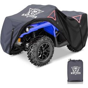 XYZCTEM Premium ATV Cover,Outdoor Protection Against Water, UV, Wind. Quad Cover for Can-am,Suzuki,Kawasaki, Honda, Yamaha, Polaris,and More.4 Wheeler Accessories with Thickened Straps(Grey,82" L)