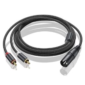 Dual RCA to XLR Male Y Splitter Patch Cable, Unbalanced 2 RCA/Phono Plug to 1 XLR Splitter Duplicator Lead Y-Cable Adapter -(6feet/2M)
