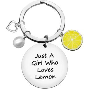 Funny Lemon Gifts Keychain Just A Girl Who Loves Lemon Keychain Lemon Charm Lemon Jewelry Christmas Birthday Gifts Lemon Gifts for Lemon Lovers