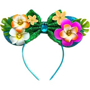 عصابات الرأس من Kiddale Hawaiian، عصابة شعر على شكل زهرة استوائية للفتيات والنساء، إكسسوارات شعر على شكل زهرة الفأر والترتر، أغطية رأس تنكرية لعيد الميلاد، أميرة الصيف، ديكورات حفلات العطلات