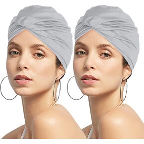 Women Swim Bathing Cap Elastic Swim Turban Cap Long Short Hair Pleated Knotted Swimming Cap Soft Beanie Cap Non-Waterproof