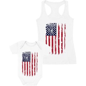Tstars Mommy and Me 4th of July Shirts American Flag Mom and Baby Matching Outfits