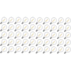 Mlambert G40 LED Replacement Light Bulbs for String Lights, Dimmable E12 Base Shatterproof Bulbs, 1W Equal to 5W, Warm White 2700K, 25Pack, Not Solar