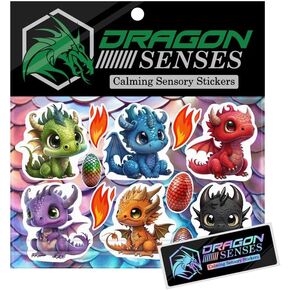 Dragon Grips Baby Dragon Calm Strips for Anxiety Sensory Stickers, 6 Pcs Cute Baby Dragon Sensory Strips Textured Stickers with Enhance Sensory Soothing & Calming Effect, Made in The USA, 1 Pk