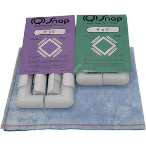 Q-Snap Needlework Frame Embroidery Bundle - 6 x 6 and 8 x 8 inch Q-Snap Frame Set with Hand-Dyed Aida 16 Count Cross Stitch Fabric by VolcanoStitching