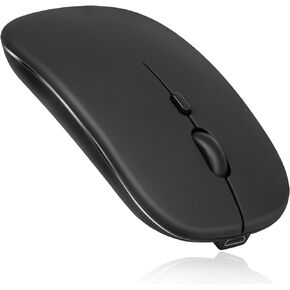 2.4GHz & Bluetooth Mouse, Rechargeable Wireless Mouse for Microsoft Surface Duo 2 Bluetooth Wireless Mouse for Laptop/PC/Mac/iPad pro/Computer/Tablet/Android - Black