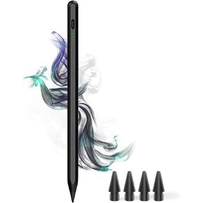 Stylus Pen for iPad 9th&10th - Type-c Charging Pencil for iPad Palm Rejection Active Pen Compatible with（2018-2023） Apple iPad 6/7/8/9/10，iPad Air 3/4/5，iPad Mini 5/6, iPad Pro 11"/12.9"（Black）