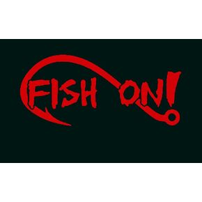 A1154 Fish On Bass Fishing Decal Sticker (Red)