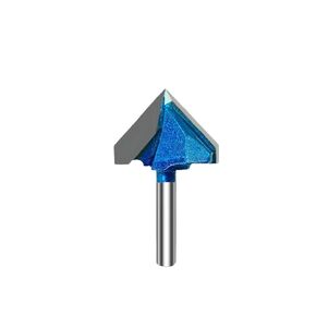 V Groove Router Bits 90-Deg with1/4" Shank, 3/4" Cutting Diameter CNC Tools for Mechanics 45-Deg Bevel Edge Artificial Materials Industrial Grade