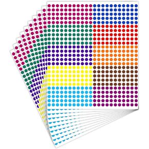 5500pcs Color Coded Sticky Label Stickers, 0.24inch Round Color Coding Stickers Self-Adhesive Colored Dot Stickers for School Office Labeling Supplies (10 Colors)