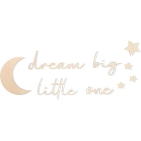 Lettering Wood Dream big little one - Plywood Words Sign For Decoration, Children's Room Saying Quote, Nursery Wall Art, Wooden Word Text Art (Dream big little one)