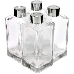Glass Diffuser Bottles Diffuser Jars with Silver Caps Set of 4 – 5.5 inches High, 250ml 8.45 ounce. Fragrance Accessories Use for Diy Replacement Reed Diffuser Sets.