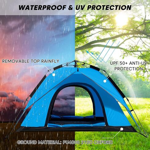 Pop Up Camping Tent 4 People Automatic Tents for Camping Instant Tent Waterproof Windproof for Camping Hiking Mountaineering in Saudi Arabia