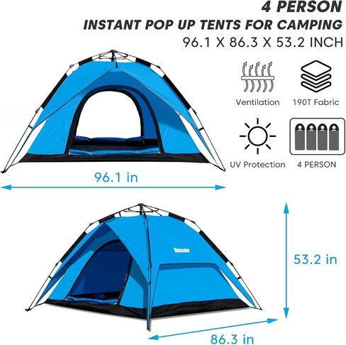 Pop Up Camping Tent 4 People Automatic Tents for Camping Instant Tent Waterproof Windproof for Camping Hiking Mountaineering in Saudi Arabia