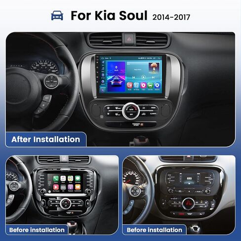 [2G+64G] ستيريو Android 13 Carplay لسيارة Kia Soul 2014-2017 مع Apple Car Play Android Auto، شاشة لمس 9 بوصة نظام تحديد المواقع العالمي (GPS) مع ميكروفون كاميرا احتياطية WiFi RDS BT SWC in Saudi Arabia