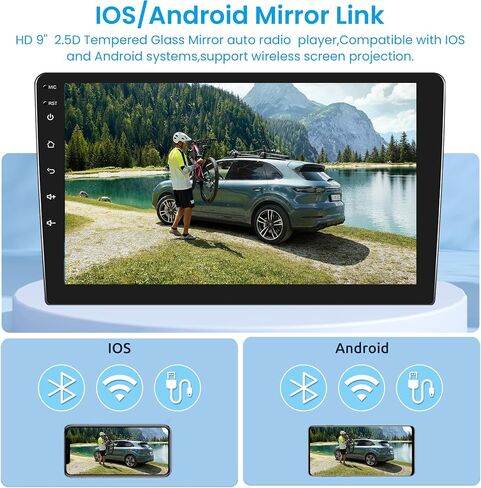 2G 64G ستيريو سيارة أندرويد لتويوتا ياريس فيوس 2007-2014، راديو السيارة اللاسلكي CarPlay Android Auto، 9 بوصة تعمل باللمس وحدة الرأس واي فاي نظام تحديد المواقع والملاحة FM / RDS مرحبا فاي بلوتوث سيارة الصوت الاحتياطية الكاميرا in Saudi Arabia