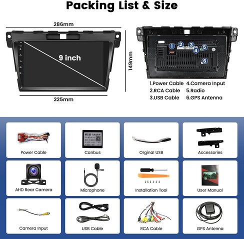 2+64G Android 13 ستيريو لسيارة Mazda CX7 Car Radio Dash Kit 2006-2012 مع Apple CarPlay Android Auto، شاشة لمس 9 بوصة نظام ملاحة Android GPS مع كاميرا احتياطية in Saudi Arabia