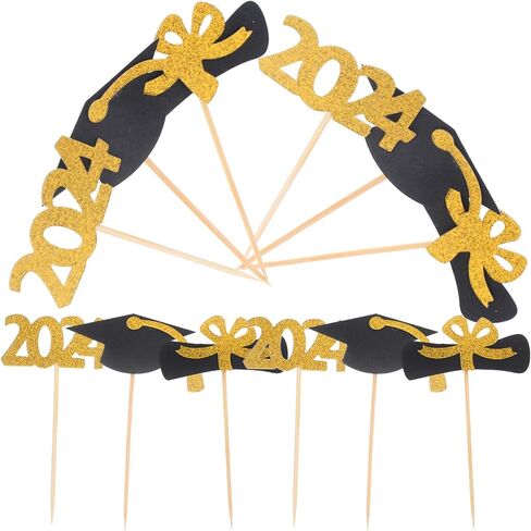 MAGICLULU 12pcs Graduation Hat Cake Toppers 2024 Graduation Cap Cake Insert Graduation Cupcake Decoration Graduation Cake Topper for Graduation Party in Saudi Arabia