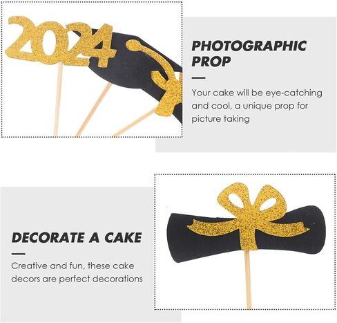 MAGICLULU 12pcs Graduation Hat Cake Toppers 2024 Graduation Cap Cake Insert Graduation Cupcake Decoration Graduation Cake Topper for Graduation Party in Saudi Arabia
