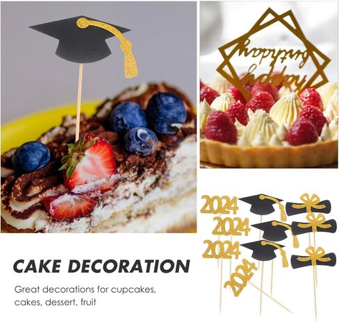 MAGICLULU 12pcs Graduation Hat Cake Toppers 2024 Graduation Cap Cake Insert Graduation Cupcake Decoration Graduation Cake Topper for Graduation Party in Saudi Arabia