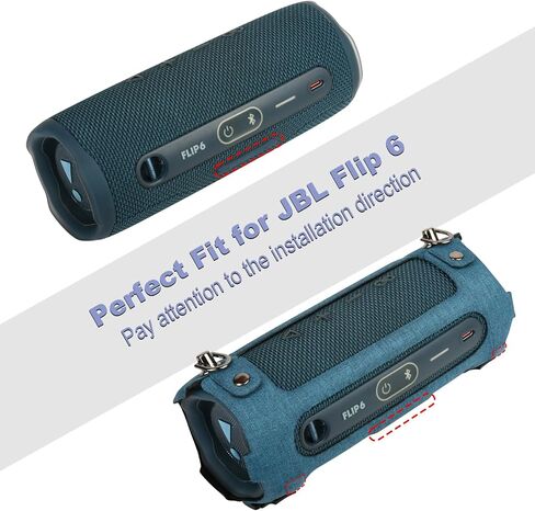 جراب TXEsign صلب للسفر لهاتف JBL Flip 6 مكبر صوت بلوتوث، جراب EVA غطاء مكبر صوت صلب قابل للطي 6 غطاء بديل مع حزام كتف (أزرق) in Saudi Arabia