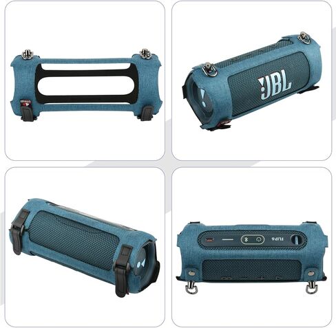جراب TXEsign صلب للسفر لهاتف JBL Flip 6 مكبر صوت بلوتوث، جراب EVA غطاء مكبر صوت صلب قابل للطي 6 غطاء بديل مع حزام كتف (أزرق) in Saudi Arabia