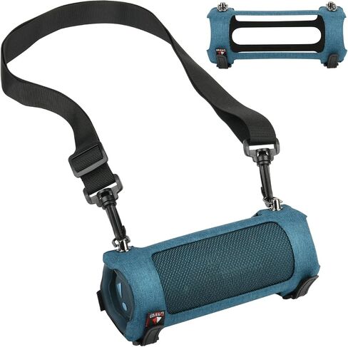جراب TXEsign صلب للسفر لهاتف JBL Flip 6 مكبر صوت بلوتوث، جراب EVA غطاء مكبر صوت صلب قابل للطي 6 غطاء بديل مع حزام كتف (أزرق) in Saudi Arabia