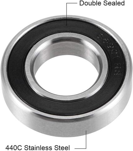 Bettomshin 1Pcs S6901-2RS Deep Groove Ball Bearing, 12x24x6mm Double Sealed 440C Stainless Steel P0, Deep Groove Rolling Bearings in Saudi Arabia