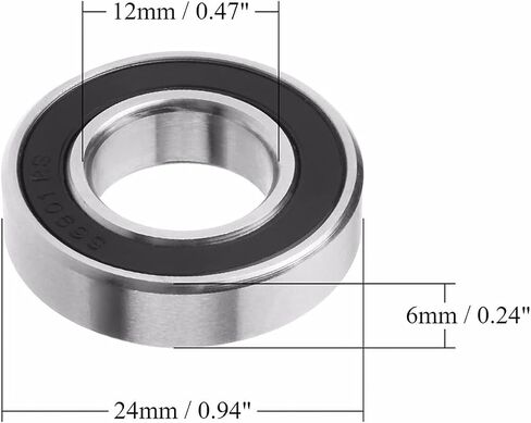 Bettomshin 1Pcs S6901-2RS Deep Groove Ball Bearing, 12x24x6mm Double Sealed 440C Stainless Steel P0, Deep Groove Rolling Bearings in Saudi Arabia