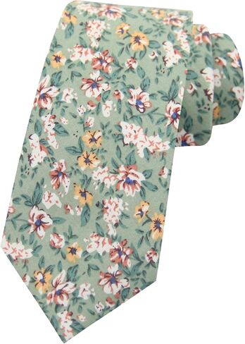 Mens Tie, Floral Neck Tie, Skinny Ties for Men 2.75'', Flower Printed Cotton Neck tie for Wedding Business Groom in Saudi Arabia