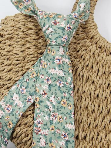 Mens Tie, Floral Neck Tie, Skinny Ties for Men 2.75'', Flower Printed Cotton Neck tie for Wedding Business Groom in Saudi Arabia