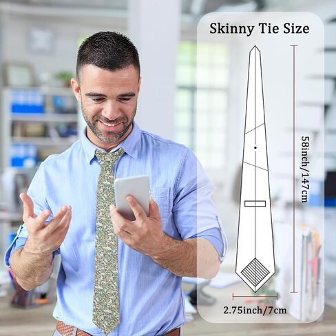 Mens Tie, Floral Neck Tie, Skinny Ties for Men 2.75'', Flower Printed Cotton Neck tie for Wedding Business Groom in Saudi Arabia