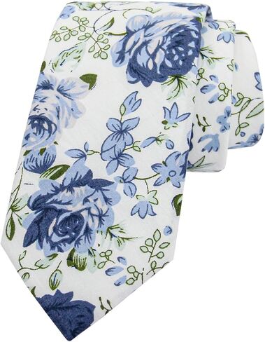 Mens Tie, Floral Neck Tie, Skinny Ties for Men 2.75'', Flower Printed Cotton Neck tie for Wedding Business Groom in Saudi Arabia