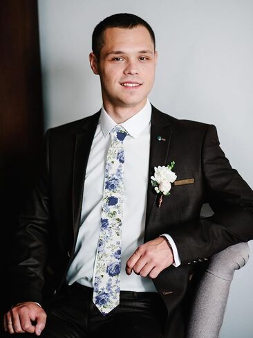 Mens Tie, Floral Neck Tie, Skinny Ties for Men 2.75'', Flower Printed Cotton Neck tie for Wedding Business Groom in Saudi Arabia