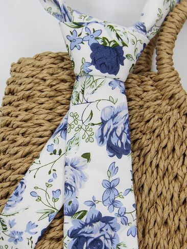 Mens Tie, Floral Neck Tie, Skinny Ties for Men 2.75'', Flower Printed Cotton Neck tie for Wedding Business Groom in Saudi Arabia