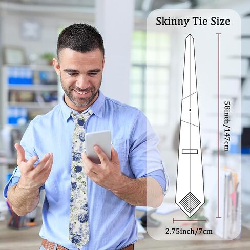 Mens Tie, Floral Neck Tie, Skinny Ties for Men 2.75'', Flower Printed Cotton Neck tie for Wedding Business Groom in Saudi Arabia