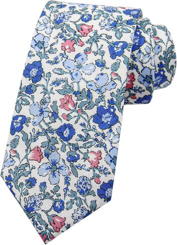 Mens Tie, Floral Neck Tie, Skinny Ties for Men 2.75'', Flower Printed Cotton Neck tie for Wedding Business Groom in Saudi Arabia