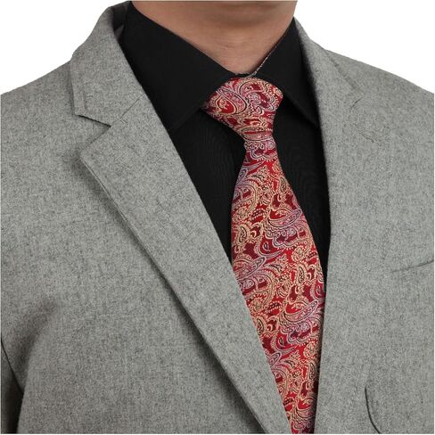 Dan Smith Red Tie For Wedding Tie Pocket Squares Feel Silk Pink Yellow Orange in Saudi Arabia