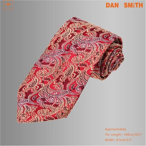 Dan Smith Red Tie For Wedding Tie Pocket Squares Feel Silk Pink Yellow Orange in Saudi Arabia