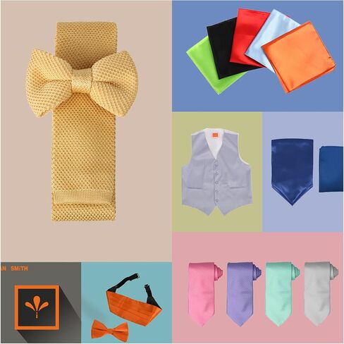 Dan Smith Red Tie For Wedding Tie Pocket Squares Feel Silk Pink Yellow Orange in Saudi Arabia
