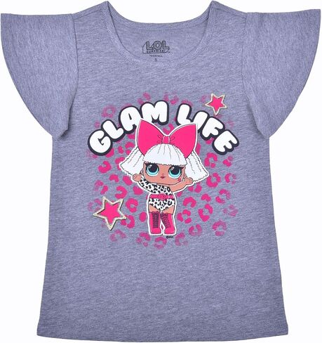 LOL Surprise Girls’ Short Sleeve T-Shirt and Leggins Set for Little Kids – Pink/Blue/Grey in Saudi Arabia