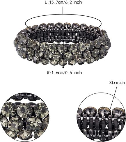 Flyonce Bridal Bracelet for Wedding, Sparkly Crystal Rhinestone Stretch Bracelets for Women Girls in Saudi Arabia