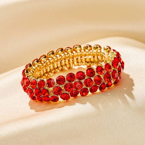 Flyonce Bridal Bracelet for Wedding, Sparkly Crystal Rhinestone Stretch Bracelets for Women Girls in Saudi Arabia