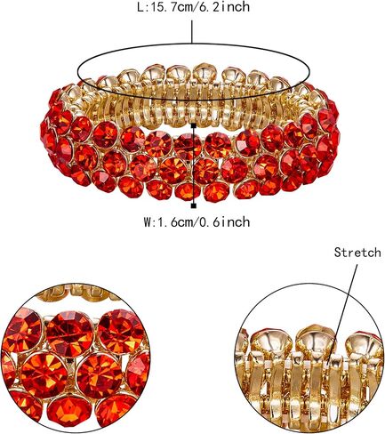 Flyonce Bridal Bracelet for Wedding, Sparkly Crystal Rhinestone Stretch Bracelets for Women Girls in Saudi Arabia