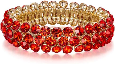 Flyonce Bridal Bracelet for Wedding, Sparkly Crystal Rhinestone Stretch Bracelets for Women Girls in Saudi Arabia