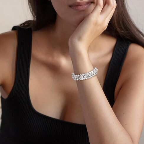 Flyonce Bridal Bracelet for Wedding, Sparkly Crystal Rhinestone Stretch Bracelets for Women Girls in Kuwait